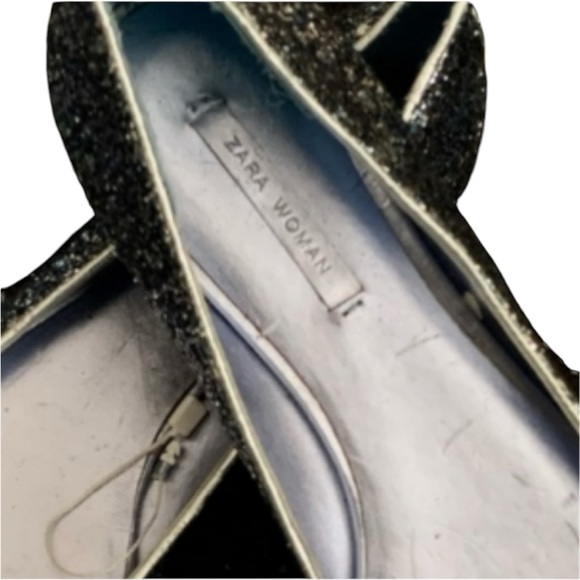 ZARA Blue Flat Glitter Pointy Toe Sparkly Shoes SZ 10 M US EU41 Ladies NEW NWT - Picture 5 of 9